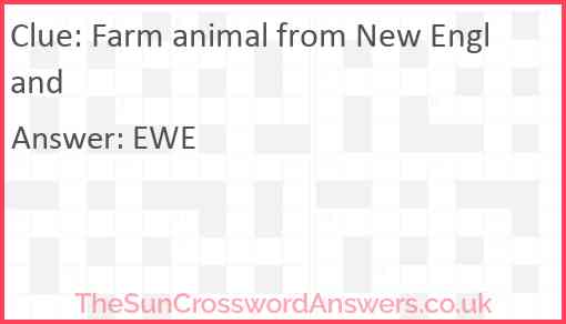 Farm animal from New England Answer