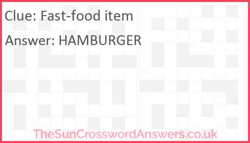 Fast-food item Answer