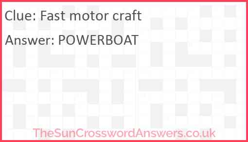 Fast motor craft Answer
