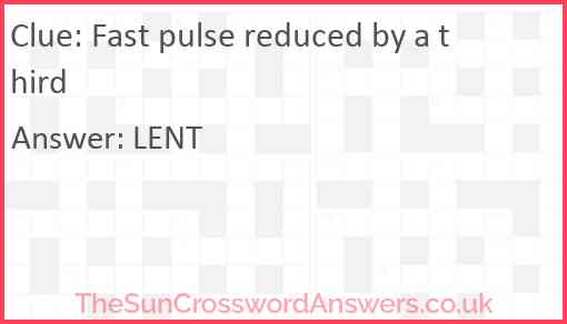 Fast pulse reduced by a third Answer