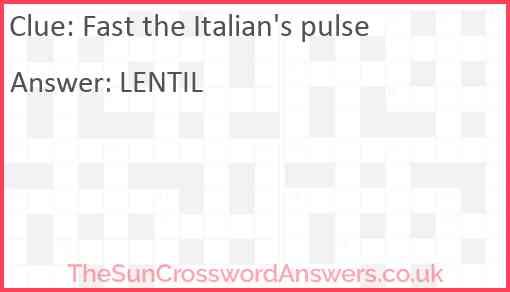 Fast the Italian's pulse Answer