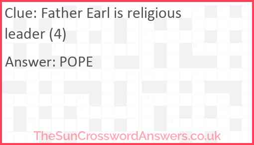 Father Earl is religious leader (4) Answer