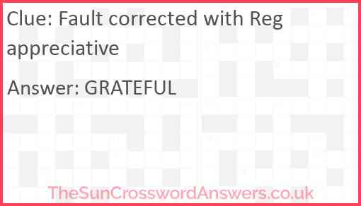 Fault corrected with Reg appreciative Answer