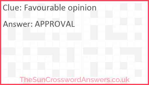 Favourable opinion Answer