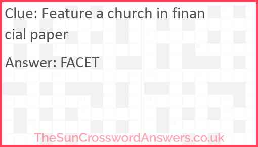 Feature a church in financial paper Answer