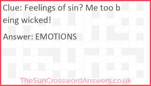 Feelings of sin? Me too being wicked! Answer