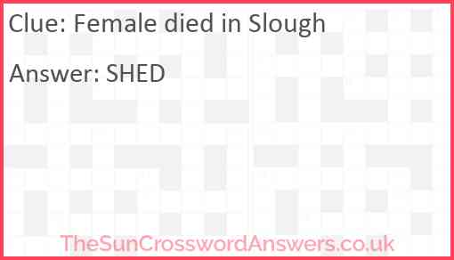 Female died in Slough Answer