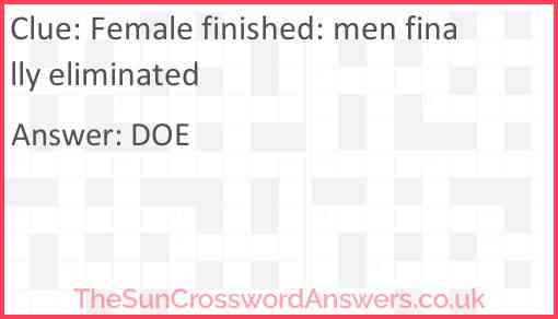 Female finished: men finally eliminated Answer