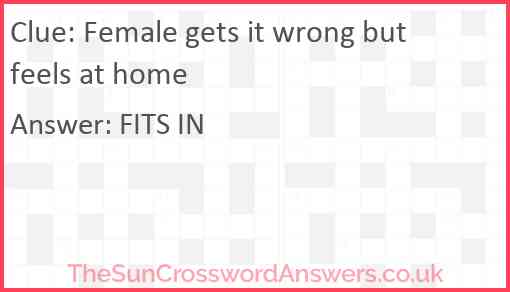Female gets it wrong but feels at home Answer