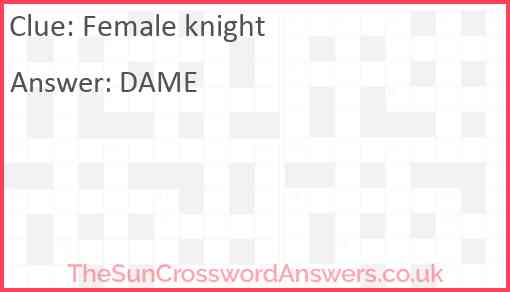 Female knight Answer