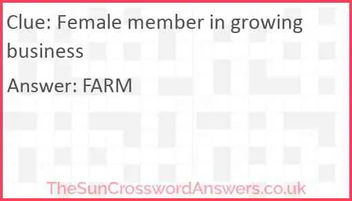 Female member in growing business Answer