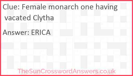 Female monarch one having vacated Clytha Answer