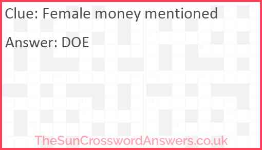 Female money mentioned Answer