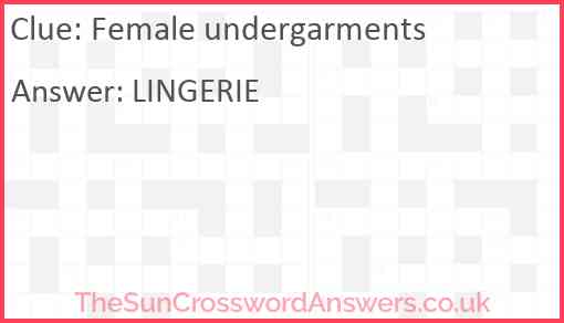 Female undergarments Answer