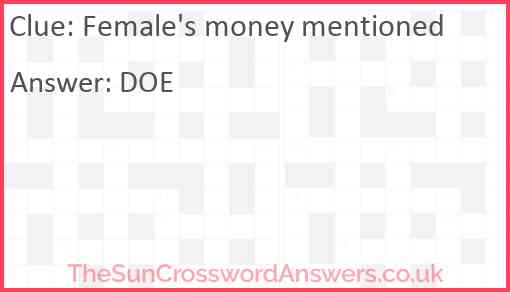 Female's money mentioned Answer