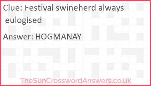 Festival swineherd always eulogised Answer