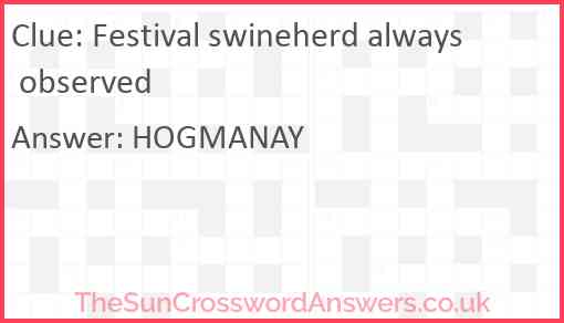 Festival swineherd always observed Answer