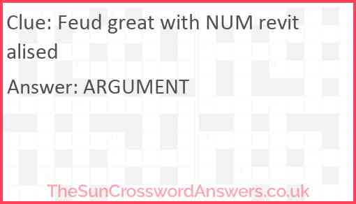 Feud great with NUM revitalised Answer