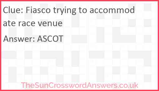 Fiasco trying to accommodate race venue Answer
