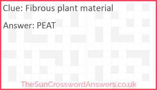 Fibrous plant material Answer
