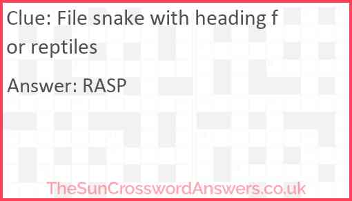File snake with heading for reptiles Answer