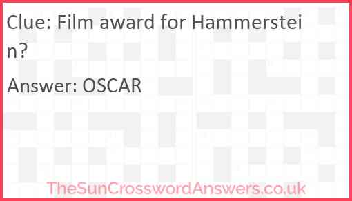 Film award for Hammerstein? Answer