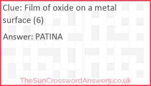 Film of oxide on a metal surface (6) Answer