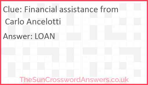 Financial assistance from Carlo Ancelotti Answer
