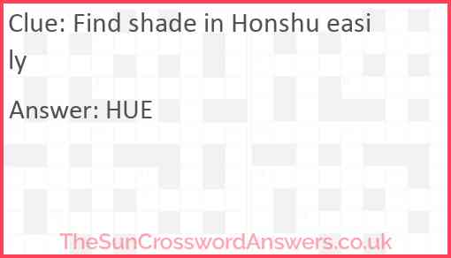 Find shade in Honshu easily Answer