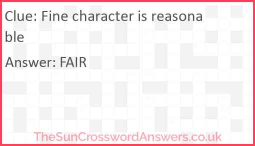 Fine character is reasonable Answer