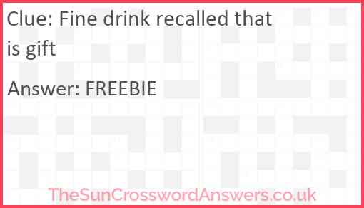 Fine drink recalled that is gift Answer