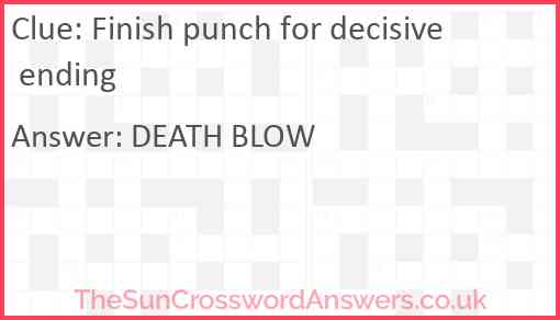 Finish punch for decisive ending Answer