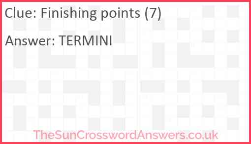 Finishing points (7) Answer