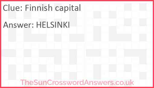 Finnish capital crossword clue TheSunCrosswordAnswers co uk