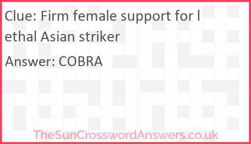 Firm female support for lethal Asian striker Answer