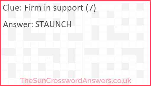 Firm in support (7) Answer