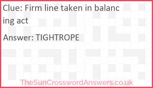 Firm line taken in balancing act Answer