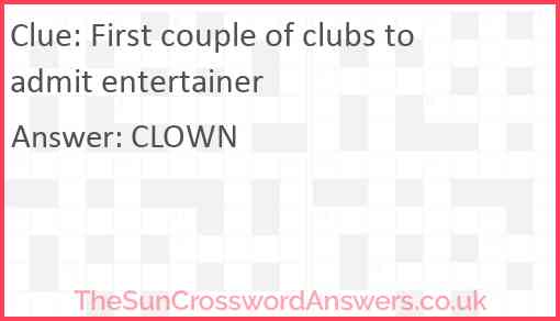 First couple of clubs to admit entertainer Answer