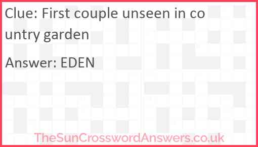 First couple unseen in country garden Answer
