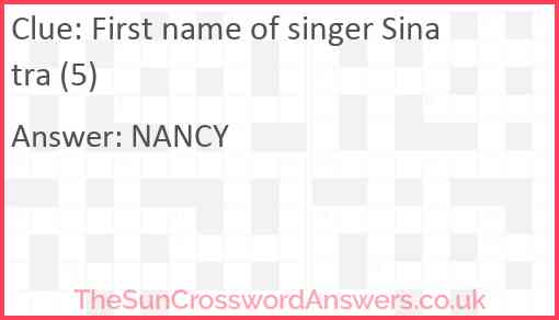 First name of singer Sinatra (5) Answer