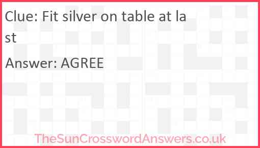 Fit silver on table at last Answer