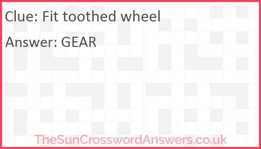 Fit toothed wheel Answer