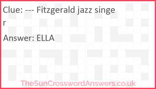 --- Fitzgerald jazz singer Answer