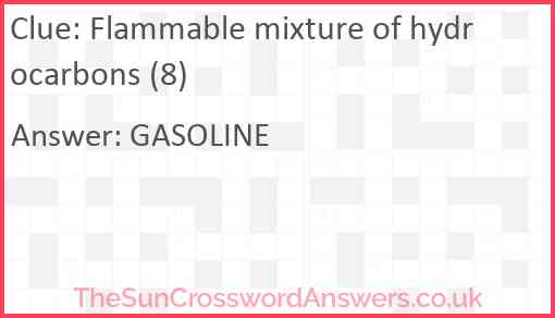 Flammable mixture of hydrocarbons (8) Answer