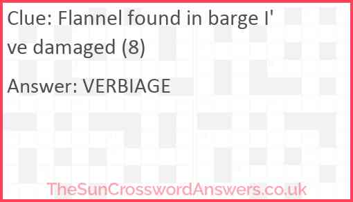 Flannel found in barge I've damaged (8) Answer