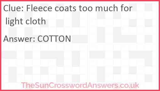 Fleece coats too much for light cloth Answer