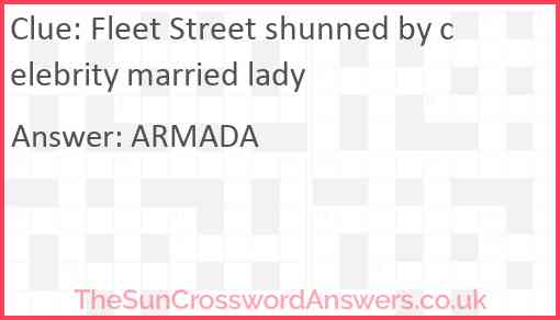 Fleet Street shunned by celebrity married lady Answer