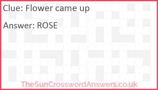 Flower came up Answer