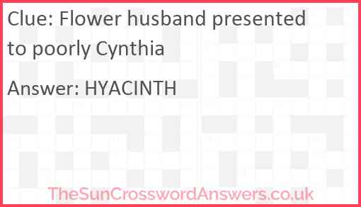 Flower husband presented to poorly Cynthia Answer