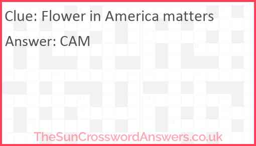 Flower in America matters Answer